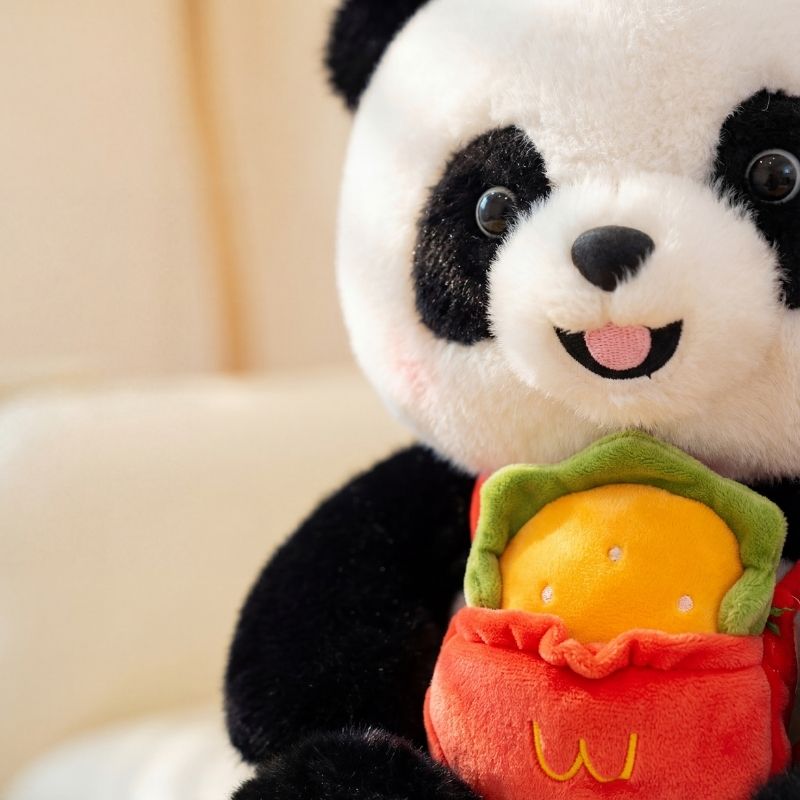 Burger Panda Plush Toy for Kids – Clean Stuffed Animal Calming Quality